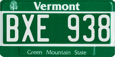 VT license plate BXE938