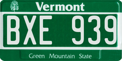VT license plate BXE939