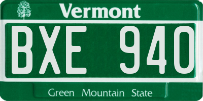 VT license plate BXE940