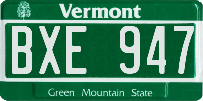 VT license plate BXE947