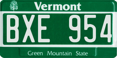 VT license plate BXE954