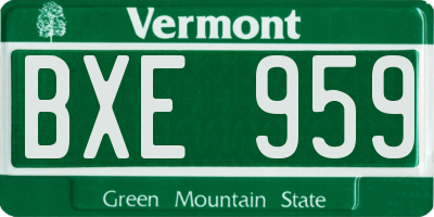 VT license plate BXE959