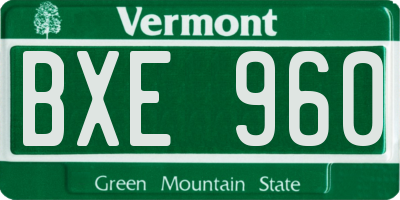 VT license plate BXE960