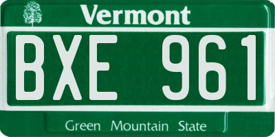 VT license plate BXE961