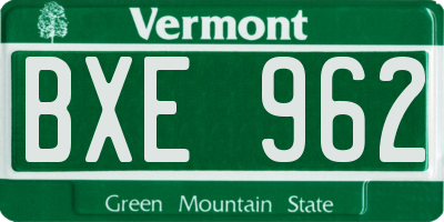 VT license plate BXE962