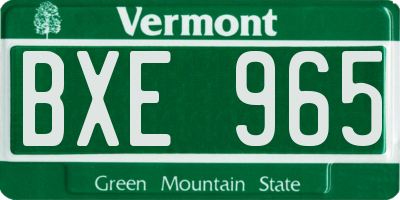 VT license plate BXE965
