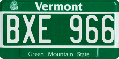 VT license plate BXE966