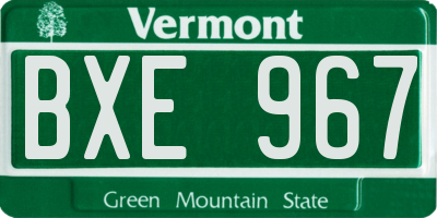 VT license plate BXE967
