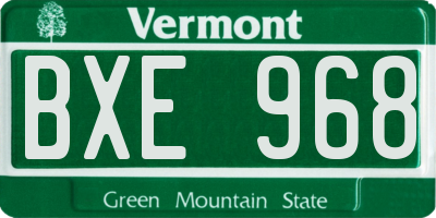 VT license plate BXE968