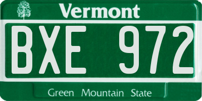 VT license plate BXE972