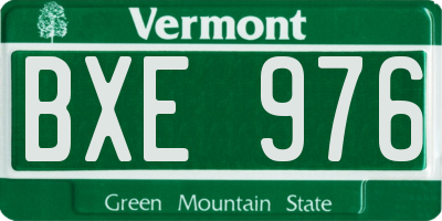VT license plate BXE976