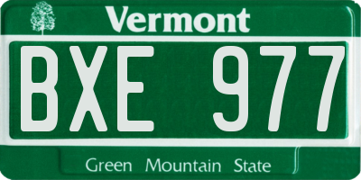 VT license plate BXE977