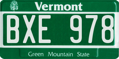 VT license plate BXE978