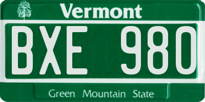 VT license plate BXE980