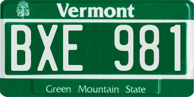 VT license plate BXE981