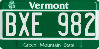 VT license plate BXE982