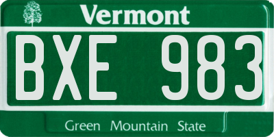 VT license plate BXE983