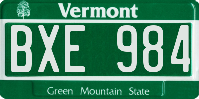VT license plate BXE984