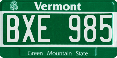VT license plate BXE985
