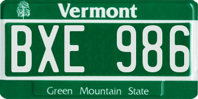 VT license plate BXE986