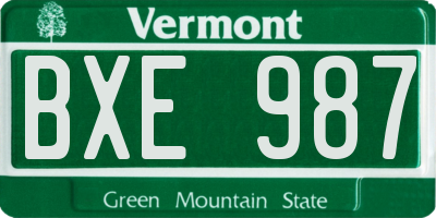 VT license plate BXE987