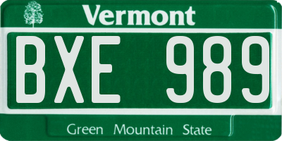 VT license plate BXE989