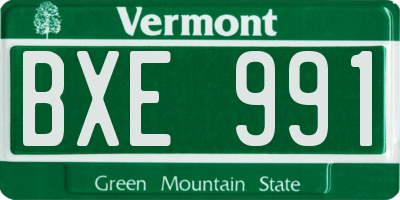 VT license plate BXE991
