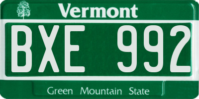 VT license plate BXE992