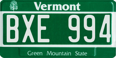 VT license plate BXE994