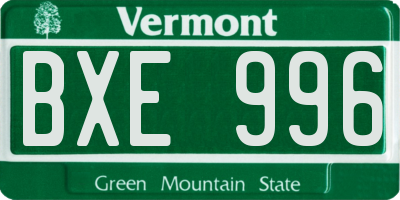 VT license plate BXE996