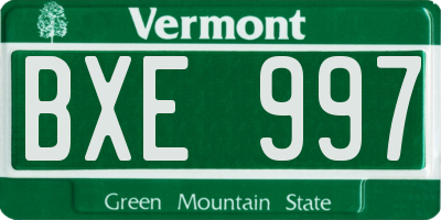 VT license plate BXE997