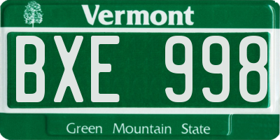 VT license plate BXE998