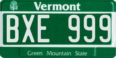 VT license plate BXE999