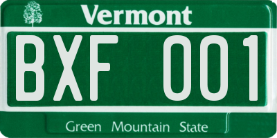 VT license plate BXF001