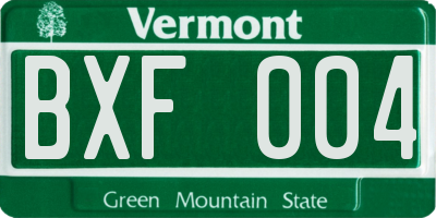 VT license plate BXF004