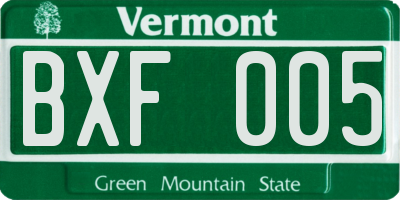 VT license plate BXF005