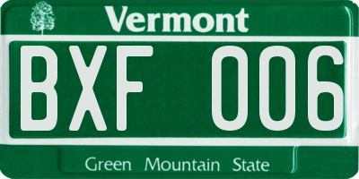 VT license plate BXF006