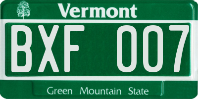 VT license plate BXF007
