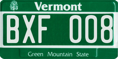 VT license plate BXF008