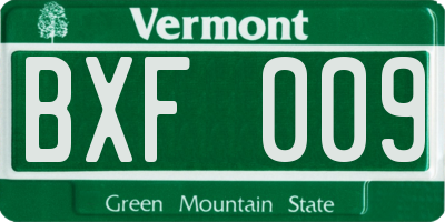 VT license plate BXF009
