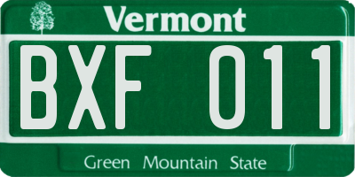 VT license plate BXF011