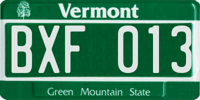 VT license plate BXF013