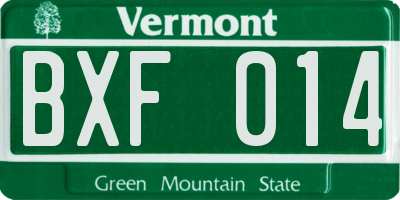 VT license plate BXF014