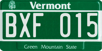 VT license plate BXF015