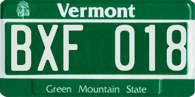 VT license plate BXF018