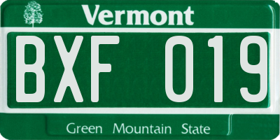 VT license plate BXF019