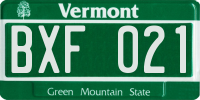 VT license plate BXF021