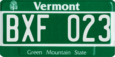 VT license plate BXF023