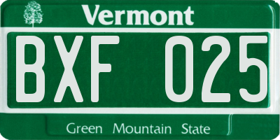 VT license plate BXF025