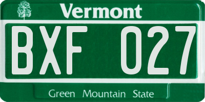 VT license plate BXF027